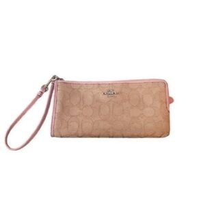 Coach Pink and Tan Wristlet